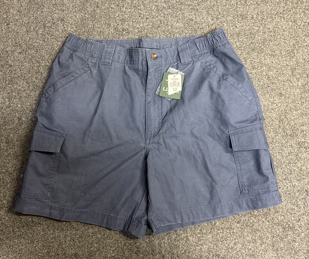 NWT L.L.Bean Tropic Weight Cargo Shorts Mens 34W Vtg Indigo 6” Comfort Waist